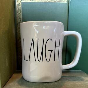 Rae Dunn “LAUGH” Mug • Classic Tall White • Artisan Collection • Farmhouse Decor
